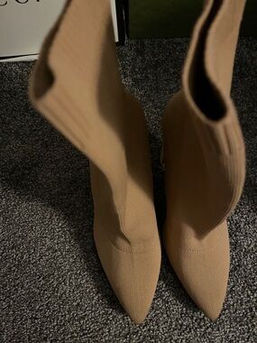 Liliana Tan Pointed Sock Booties